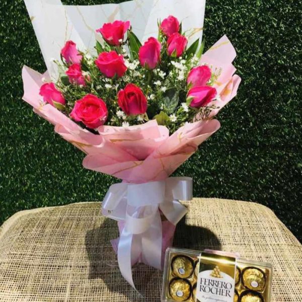 15 Red Roses and Ferrero Combo