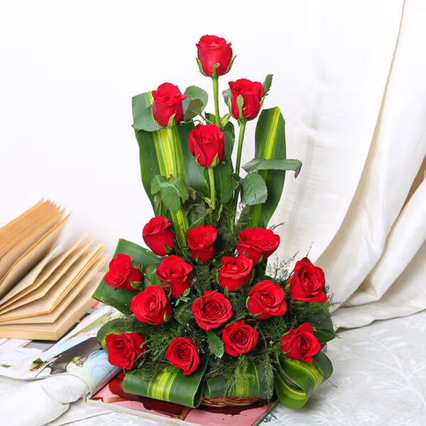 Gorgeous 18 Red Roses Basket