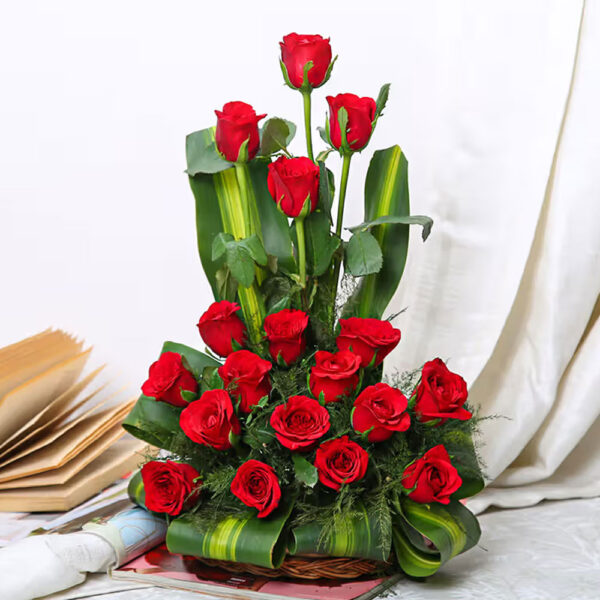 Gorgeous 18 Red Roses Basket